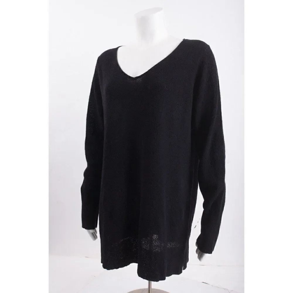 Eileen Fisher Womens Sweater Pullover V-Neck M Medium 100% Wool Italian Yarn
